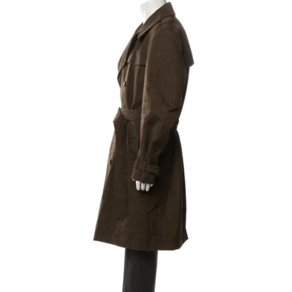 Salvatore Ferragamo Plaid Print Trench Coat